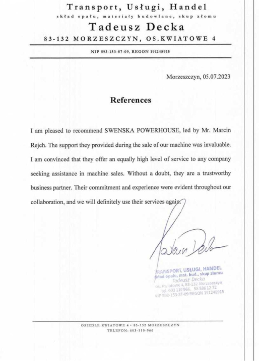 Referencja SWENSKA 02