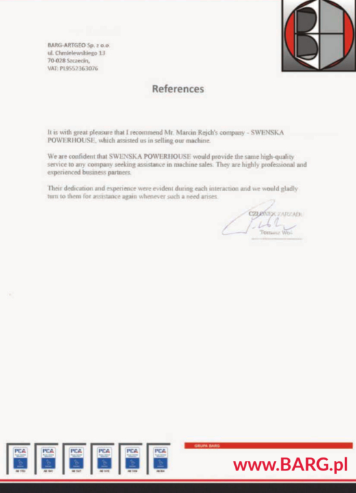 Referencja SWENSKA 29